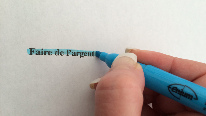 Écrire en bleu